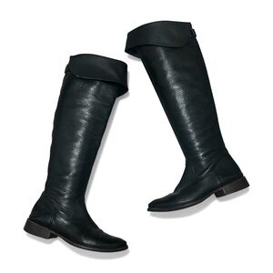 Frye Shirley Over The Knee Riding Boots Black Leather Size 7 Heritage Classic